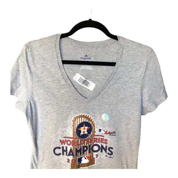 Majestic NWT 2017 Houston Astros World Series Graphic Tee V-Neck, Medium - Picture 8 of 16